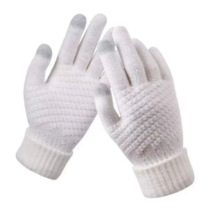 Unisex Warm Winter Touchscreen-Compatible Gloves Stretchy Classical Knit Full Finger Outdoor Cycling Driving Gloves