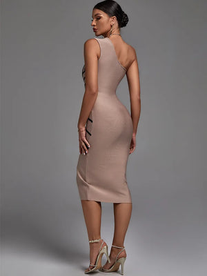 One Shoulder Bandage Dress for Women Elegant Sexy Evening Party Dress High Quality Bodycon Dress