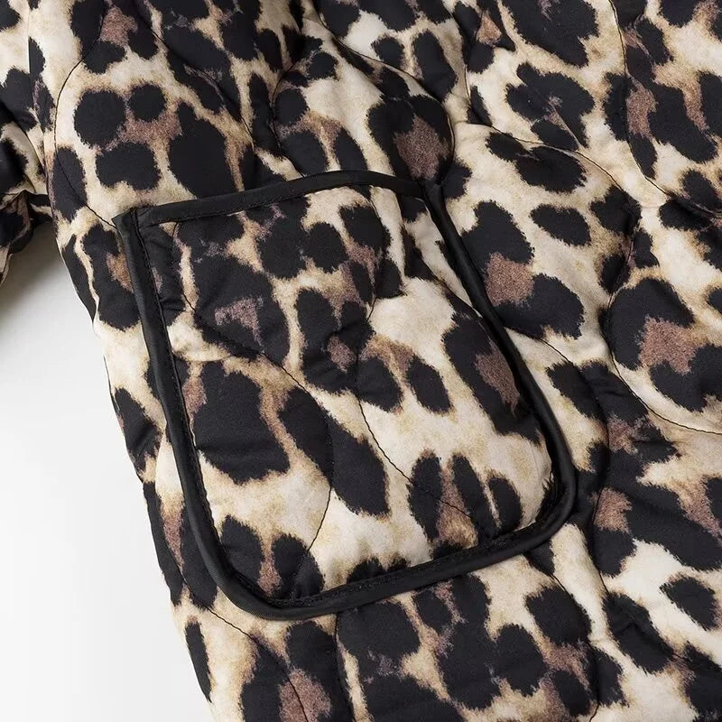 New Women's Fashion Loose Leopard Pattern Jacket Oversized Warm Jackets Outerwear