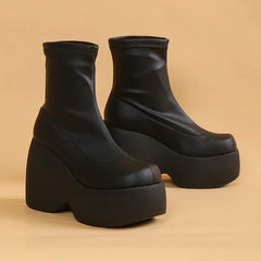 Chunky Platform Ankle Boots black