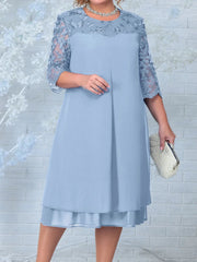 Plus Size Layered A-Line Dress  Light Blue