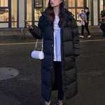 Womens's Long Straight Puffer Winter Coat Casual Lady's Parka Hooded Stylish Winter Down Coat