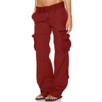 Women's Multi Pocket Cargo Pants Low Waist Hip Hop Wide Leg Baggy Trousers