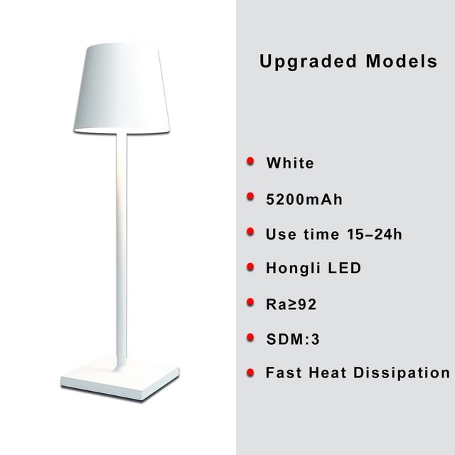 Cordless Table Lamp USB Rechargeable Waterproof Touch Switch Bedroom Hotel Living Room Restaurant