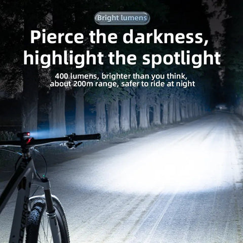 Bicycle Headlight LED Rainproof Type-C 2000mAh MTB Front Lamp Aluminum Ultralight Cycling Light