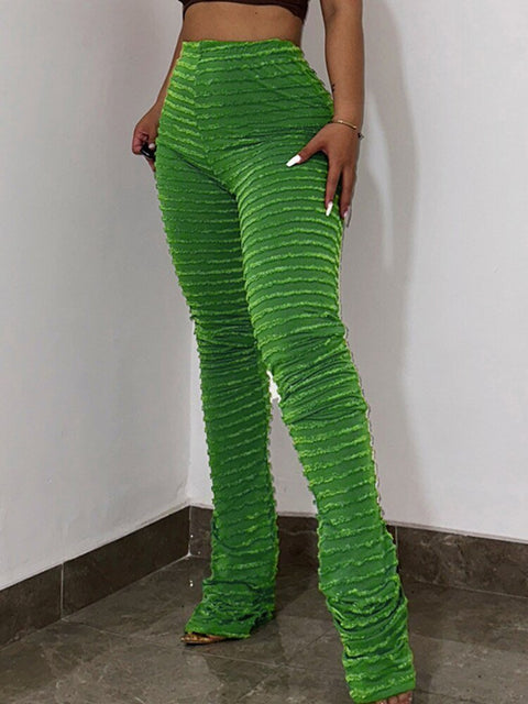 High Waist Flare Pants Women Black White Stripe Knit Fuzzy Zebra Stacked Extra Long Casual Fashion