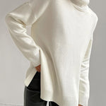 Side Split Warm Turtleneck Sweater For Women Oversized Soft Winter Pullover Turtleneck Sweater