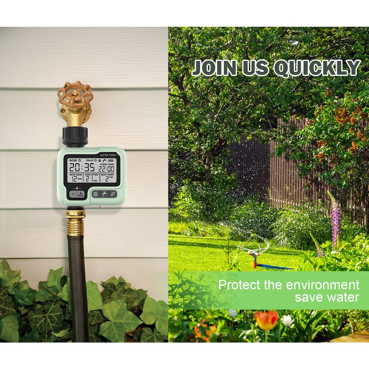 Automatic Water Timer for Sprinklers Garden Digital Irrigation Machine Intelligent Sprinkler Used Outdoors Saves Water & Time Set & Forget