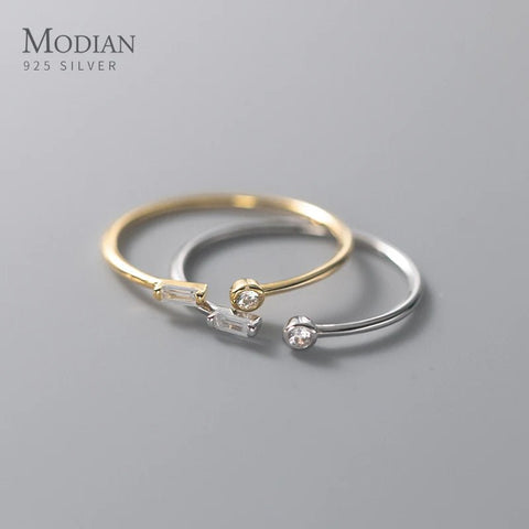 Ring Women 925 Sterling Silver Thin Cubic Zirconia Adjustable 14K Gold Plated Wedding Jewelry Gift