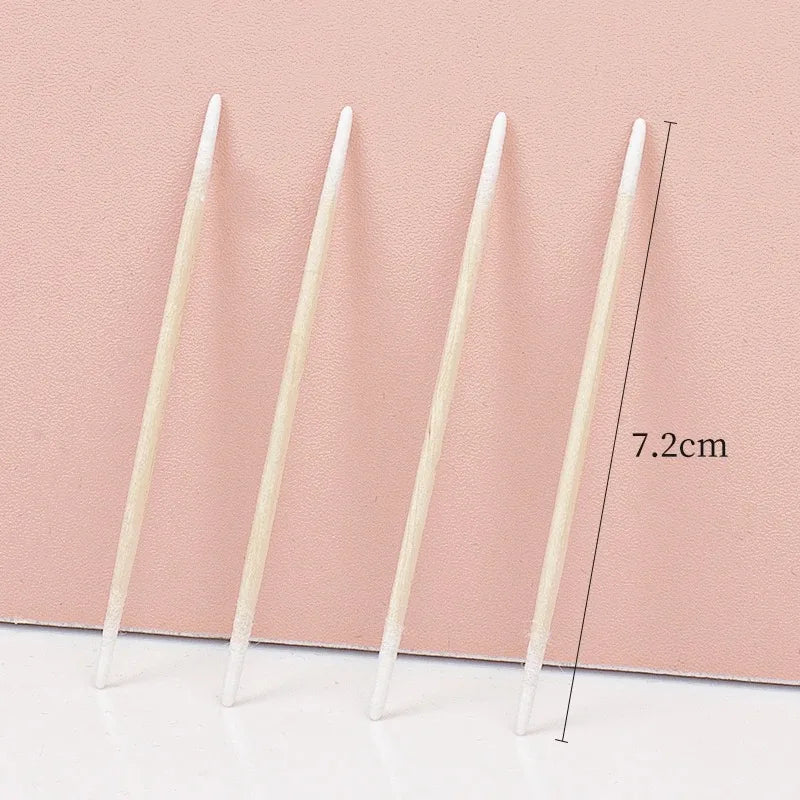 100/300 Pcs Disposable Ultra-Small Cotton Swab Brush Lint Free Micro Wood Makeup Brushes Eyelash Extension Glue Removing Tools