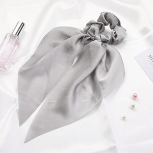 Satin Ribbon Hair Scrunchies Bow Elastic Hair Bands Hair Ties Ponytail Scarf