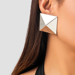 Unique Gold/Silver Color Earrings 3D Geometric Stud Earrings for Women Men Vintage Wedding Party Valentine's Day Gift