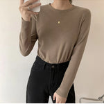 Women's Sweater Fall Winter Apparel Pullovers Long Sleeve Tube Knitted Top