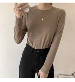 Women's Sweater Fall Winter Apparel Pullovers Long Sleeve Tube Knitted Top