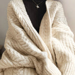 Women's Long Knitted Cardigan Oversized Jacket Cozy Warm Long Sleeve Cardigan