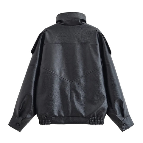 Black leather jacket on a white background