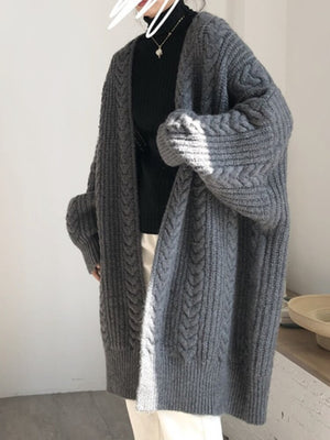 Women's Long Knitted Cardigan Oversized Jacket Cozy Warm Long Sleeve Cardigan