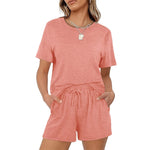 Women's Short Sleeve Lounge Wear Set Sleepwear Pajama Set