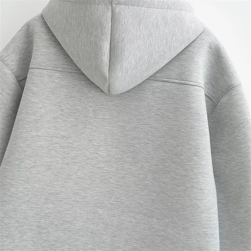 New Fashion Women's Zipper Hoodie Unisex Double Pockets Oversized Loose Sweatshirt Outerwear Top