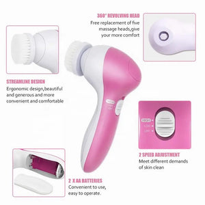 Electric Facial Cleaner 5 IN 1 Face Cleansing Brush Wash Machine Spa Skin Care Massager Blackhead Cleaning Facial Cleanser Tools