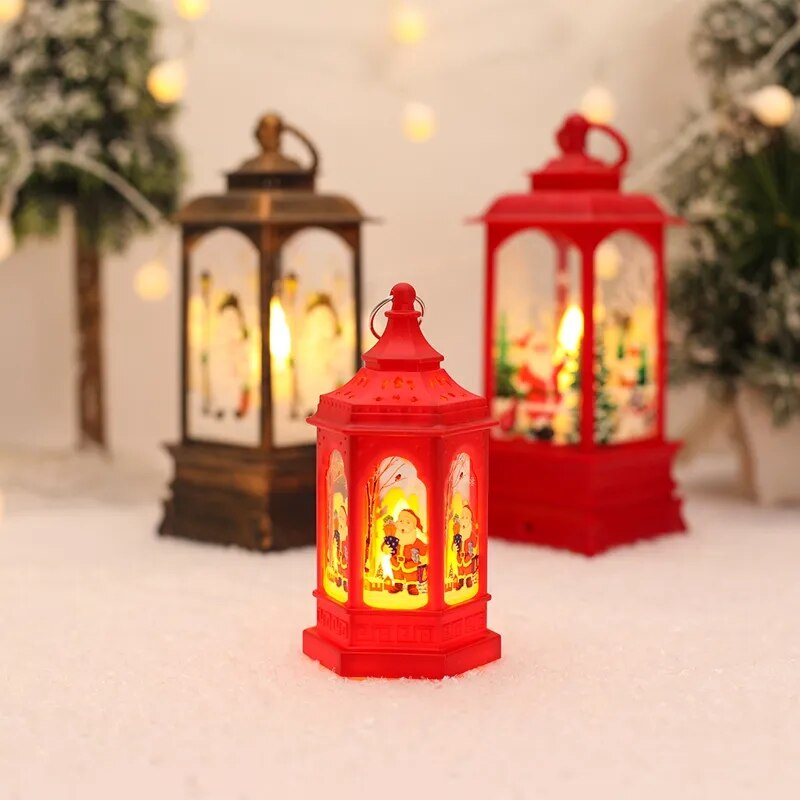 Christmas Lantern LED Light Merry Christmas Decorations for Home Christmas Tree Ornaments Xmas Decorations Craft Supplies