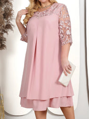 Plus Size Layered A-Line Dress  Pink