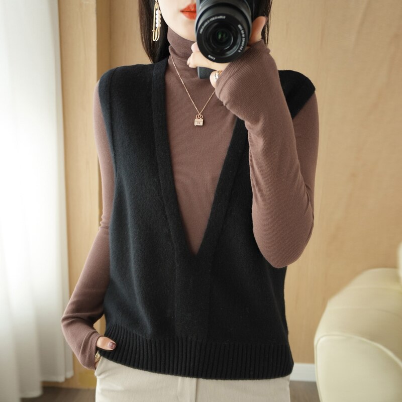 Knitted Pullover Loose Vest Sweater Knitted Vest for Women