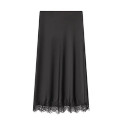 Black skirt with lace hem on a white background