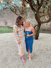 Elegant Vintage V-Neck Printed Maxi Dress Chic High Waist Lantern Half Sleeve Long Dress Vacation Dress