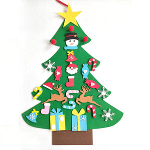 DIY Felt Christmas Tree Christmas Stick-On Tree Decorations for Kids Christmas Ornaments Santa Claus Xmas Kids Gifts