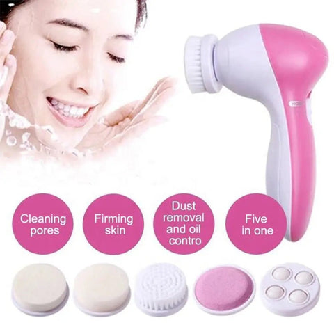 Facial Cleansing Brush Electric 5-in-1 Face Wash Spa Skin Care Massager Blackhead Remover Tool