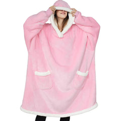 Super Long Plush Blanket Hooded Robe Flannel Blanket with Sleeves Winter Oversized Hoodies Pullover Fleece Christmas Gifts