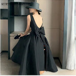 Elegant Strapless Black Tulle Midi Dress Prom Gown