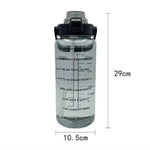 2L Portable Water Bottle Large Capacity Plastic Straw Water Cup Drink Bottle With Time Marker For Outdoor Sports Fitness