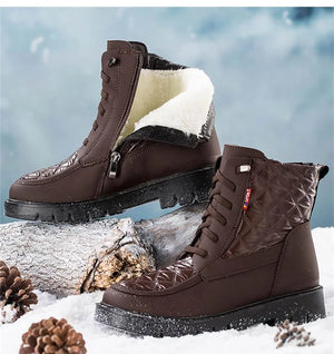 Womens Waterproof Snow Boots For Winter Lace Up and Zipper