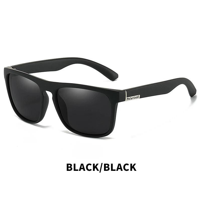 Black sunglasses with black frame and lenses on a white background