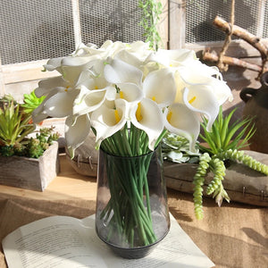 5/10Piece Real Touch Lily Artificial Flowers White Wedding Bouquet Bridal Shower Party Home Flower Decoration Fake Flowers