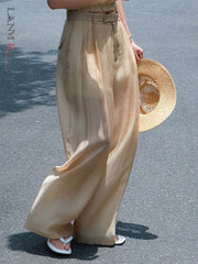 Casual Thin Pants High Waist Wide Leg Loose Trousers Women's Summer Clothing