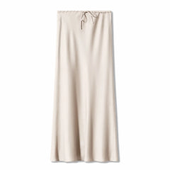 Beige curtain with drawstring on a white background