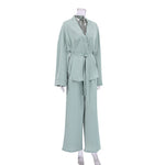 Elegant Long Sleeve Solid Color Sleepwear 2 Piece Set Women's Loose Pajama Lounge Set