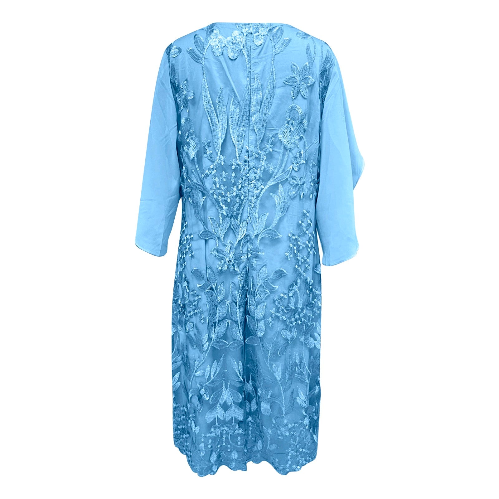 Elegant Plus Size Lace Embroidered Dress – Flowy Ruffles & Timeless Charm