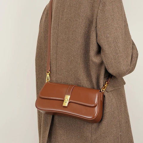 Shoulder Bag Women Genuine Leather Underarm High Quality Retro Crossbody Handbag Fashion Purse