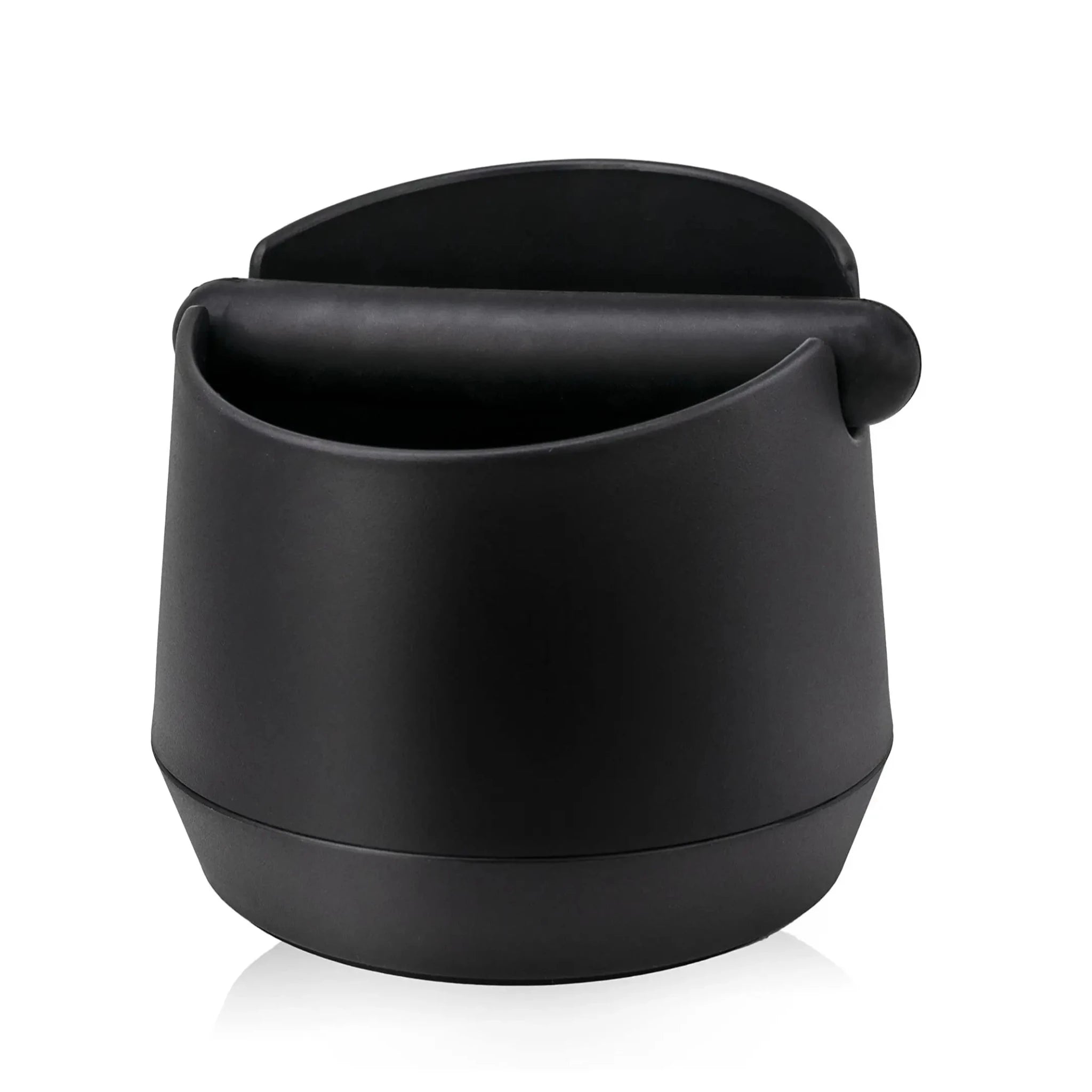 Black coffee knock box  with a lid on a white background