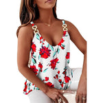 Women's Sleeveless Chain Halter Print Tank Top Several Styles Casual Loose Tank Tops