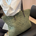 Luxury Design Straw Woven Tote Bag Casual Large Capacity Handbags Designer Fashion Women's Shoulder Bag