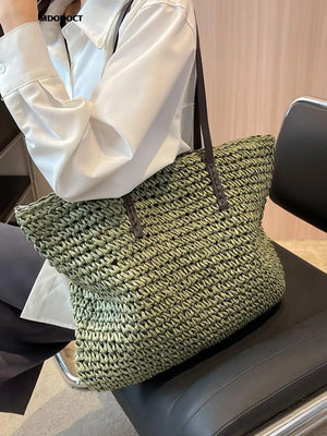 Luxury Design Straw Woven Tote Bag Casual Large Capacity Handbags Designer Fashion Women's Shoulder Bag