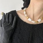 Brass Natural Baroque Pearl Beads Necklace Fine Jewelry Punk Designer Runway Rare Design Necklace