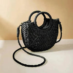 Handwoven Straw Purse black