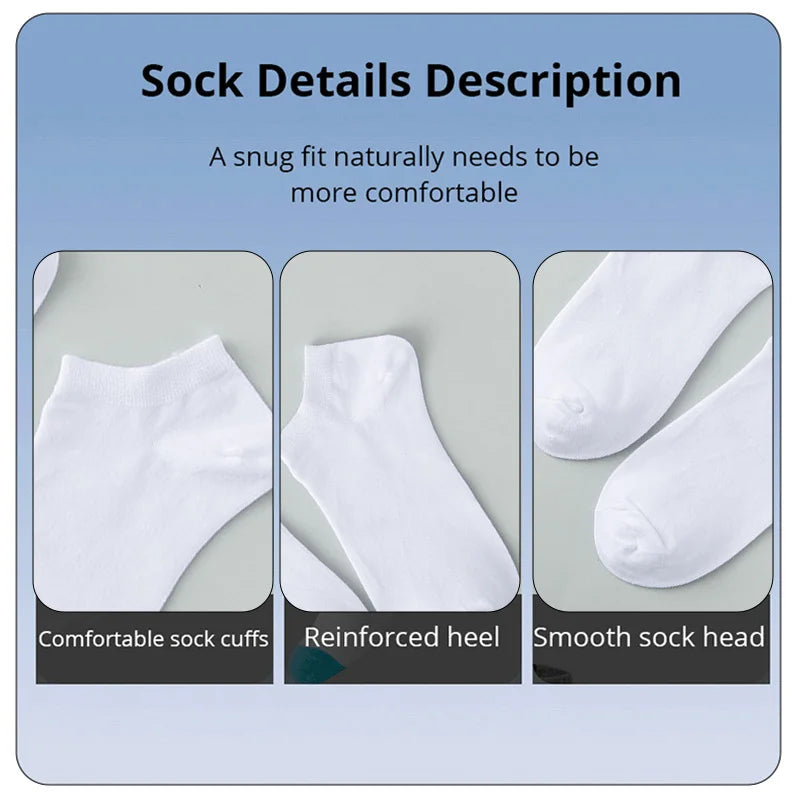 5/10 Pairs Unisex Ankle Socks Low Cut Non-Slip Ankle Socks Solid Color Casual Breathable