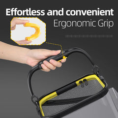 Hand holding a tool with ergonomic grip design, emphasizing ease of use.